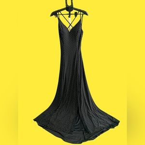 Black long dress open back with slit in front size M